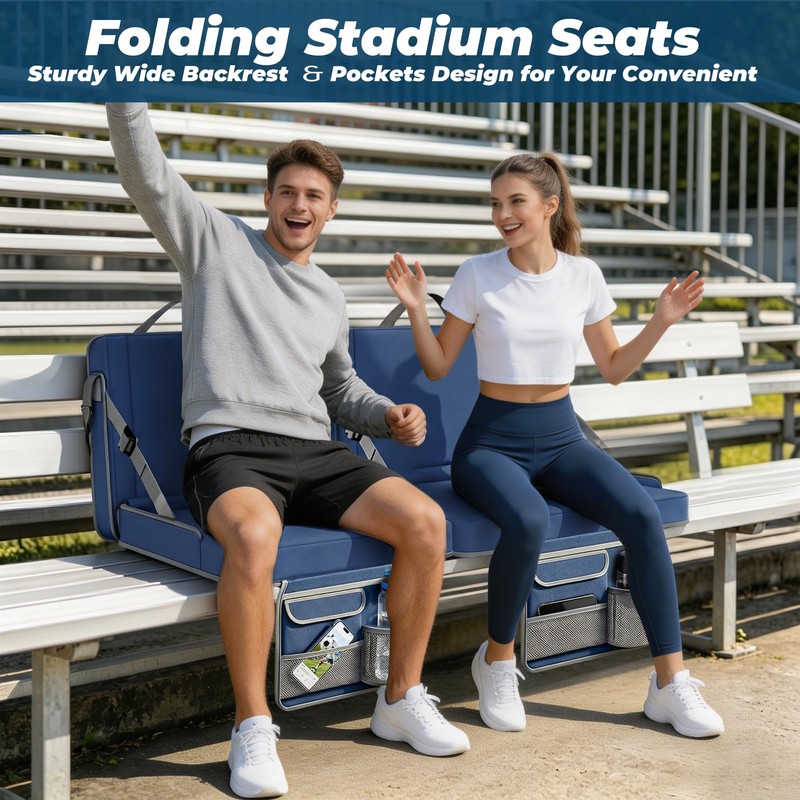 Stadium Seats with Back Support, Portable Folding Bleacher Chairs with