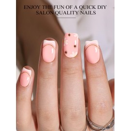 EBANKU 20Pcs Semi-Cured Gel Nail Strips, French Flower Nail Sticker, Lasting Waterproof Full Wraps Stickers for Salon Manicures, Perfect for Women, Girl with File and Stick