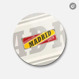 Unbranded Madrid Retro Travel Tin Sign | 4'' X 4'' Round Decorative Magnet