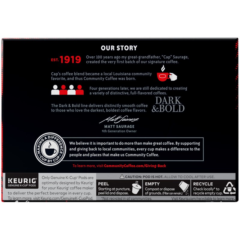 Community Coffee Dark & Bold Exxtra Boost 72 Count Coffee