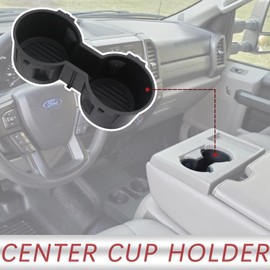 TQPONLY Front Seat Dual Cup Holder Rubber Insert Fitment 2016-2022 Ford F150 F250 F350 F450 F550 Super Duty Truck Accessories