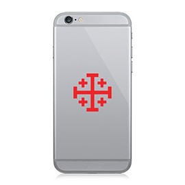 Pair of Jerusalem Cross Cell Phone Stickers Mobile Christian Religous - Red