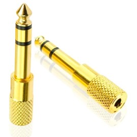 Eaeon 6.5mm Plug to 3.5mm Socket 2-Pack 1/4 to 1/8 inch Stereo Audio Jack Adapter | Converts Audio from Piano, Drums, Amplifiers, Guitar, Speakers & Mic That use 6.35mm to 3.5mm Port