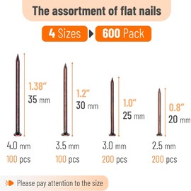 Mr. Pen- Nail Assortment Kit, 600 pcs, 4 Sizes, Bronze, Small Nails for Hanging Pictures, Finishing Nails, Wall Nails for Hanging, Pin Nails, Hardware Nails, Assorted Nails, Galvanized Nails