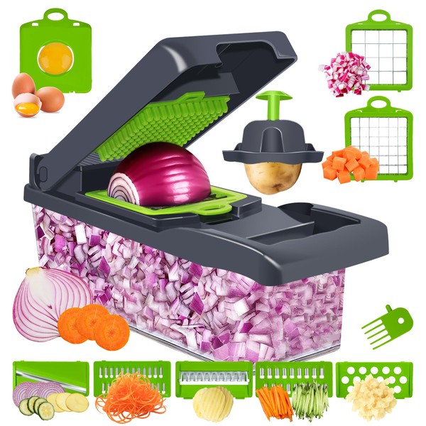 Vegetable Chopper, Multi-Functional 14 in 1 Food Chopper With 3
