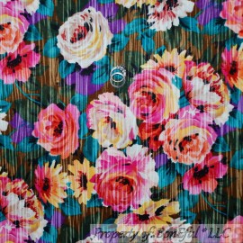 Robert Kaufman Fabrics BonEful Fabric FQ Cotton Quilt VTG Rainbow Water*Color FLOWER Rose Hippie Print
