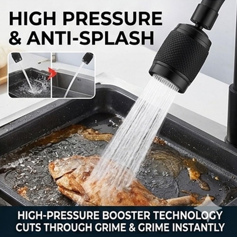 Splash Proof Booster Swivel Kitchen Filter Tap, Universal 360°Rotation Kitchen