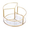 Hipiwe 360 Rotating Makeup Organizer 3-Slot Gold Glass Spinning Cosmetic