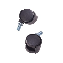 MroMax 2Pcs 1.14 Inch Wheel Dia Nylon Swivel Casters, Black Plastic 360 Degree M8 x 13mm Threaded Stem Caster Wheel Without Brake for Light Furniture