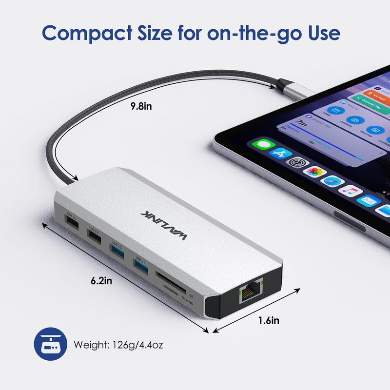 WAVLINK USB C HUB Triple Monitor, 12-in-1 Laptop Dock, Multiport