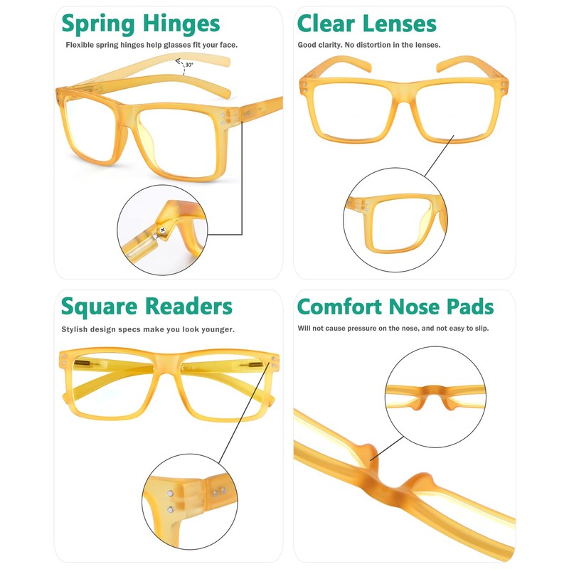 Eyekepper - Gafas de lectura de gran tamaño cuadradas para
