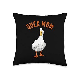 Cute Duck Mom Lover Illustration Gift Duck Owner Gifts Throw Pillow
