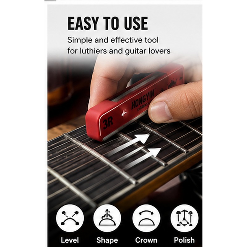 Double-Sided Guitar Fret Crowning File for Fret Repair – Coarse
