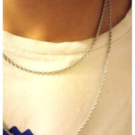 TUOKAY 6mm White Silver Rope Chain for Men Women 24 inch Length Rapper Rope Chain Costume for Rapper and Rap Gangsta