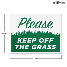 Keep Off Grass Yard Signs with H-Frame Stakes, 17" x 13" Corrugated Plastic Keep Off Grass Signs for Yard (Pack of 4)