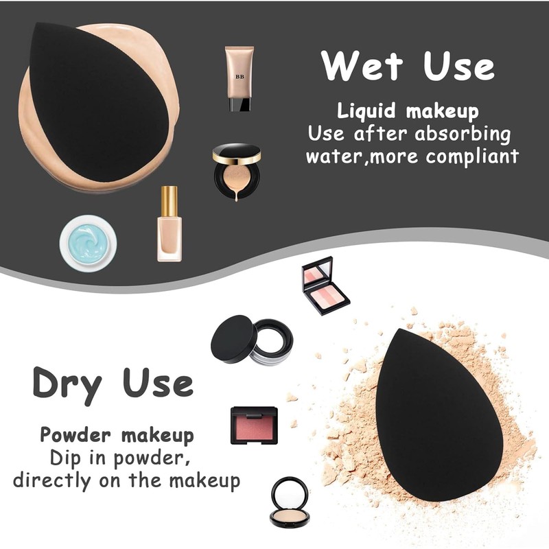 6Pcs Black Mini Makeup Sponge, Small Beauty Sponge Blender Set