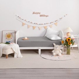 Waterproof Crib Mattress Protector, 2 Pack Quilted 52''x28'' Crib Mattress Pad Cover Ultra Soft and Breathable, Machine Washable Toddler Mattress Protector for Standard Baby Crib, Smoke Grey