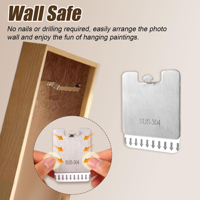 4pcs Picture Frame Hanging Hooks & 4 Adhesive Strips, Free