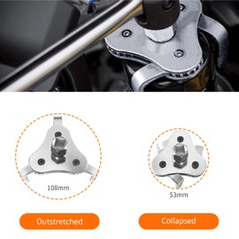 OBEST Ölfilterschlüssel,Verstellbare 3-Backen-Ölfilterzange,Ölfilterentfernungswerkzeug,Entfernt Filter bis zu Einem Durchmesser von 53mm-108mm,für 1/2DR-Antriebswerkzeuge Oder 13/16-Schäfte