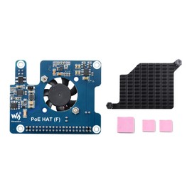 Iiunius Power Over Ethernet HAT (F) for Raspberry Pi 5 High Power with Cooling Fan Supports 802.3af/at Network Standard with Metal Heatsink
