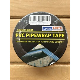 ADHES PVC Pipe Wrap Tape Black 2” Inches x 108 ft (50mm x 36 Yards) Conduit New
