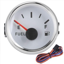 52 mm / 2 Inch Oil Tank Indicator Fuel Level Indicator Heating Oil Fuel Indicator 0-190 Ohm Signal Hand Display for Ship Cars (White Dial)