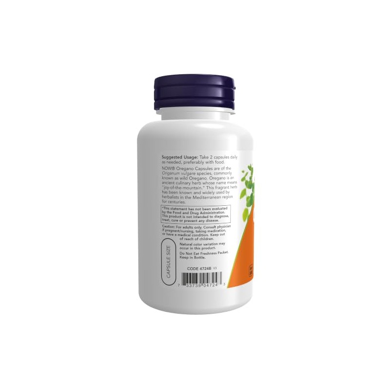 NOW Oregano 450mg,100 Veg Capsules