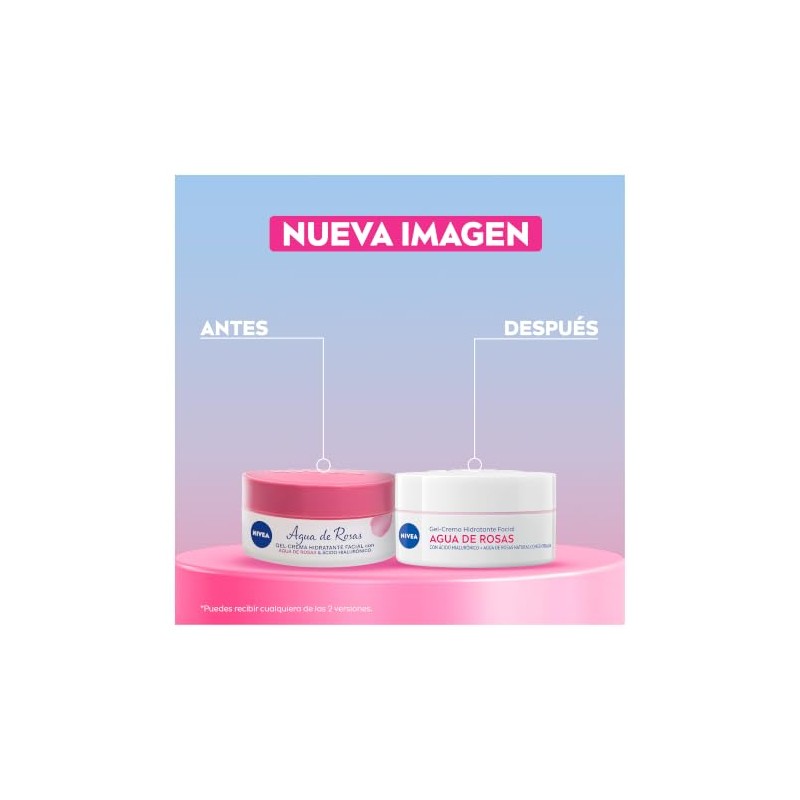 Nivea Agua Rosas Gel Crema Hidratante Ácido Hialurónico Una Piel