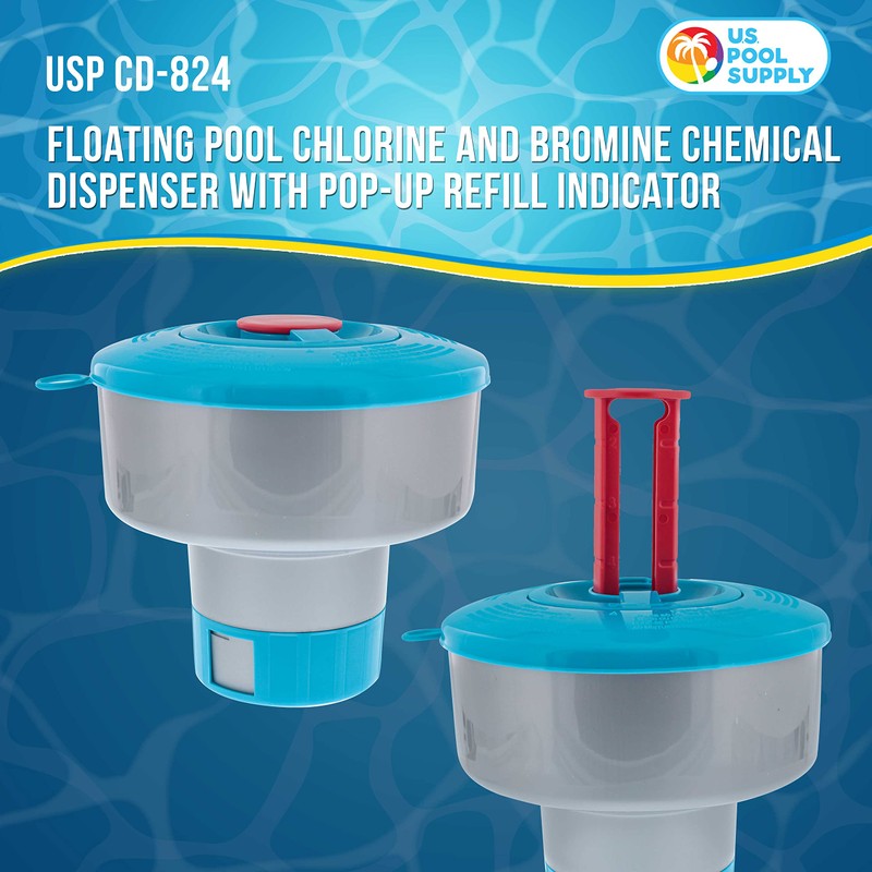U.S. Pool Supply Pool Chlorine Floater Dispenser with Pop-Up Refill