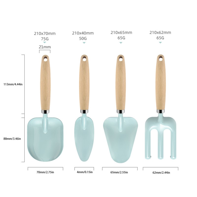 4pcs Garden Shovel Multipurpose Efficient Cartoon Wood Handle Digging Shovel