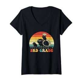 Womens Funny Guinea Pig Third Grade Back to School Teacher Student V-Neck T-Shirt