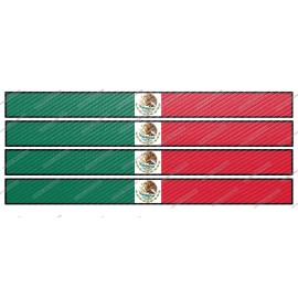 OwnTheAvenue Mexico Mexican Flag Racing Stripes Carbon Vinyl Sticker Decals 6"