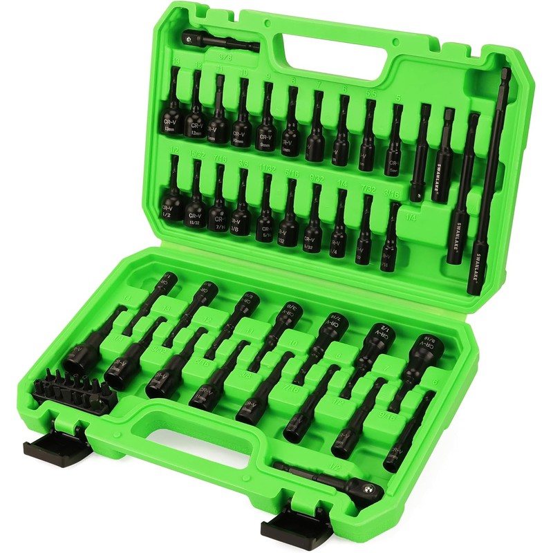 SWANLAKE GARDEN TOOLS 55-Piece Magnetic Nut Driver Set, Metric &