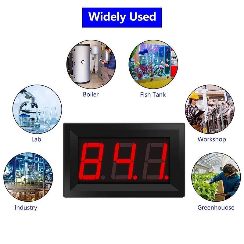 PEMENOL 12V Red Fahrenheit Digital Temperature Meter -76F~999F LED Display