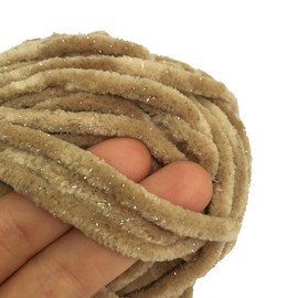 Troyarn Velvet Star (3- Skeins Pack) Silvery Glitter Chenille Baby Blanket Yarn Amigurumi Yarn for Crocheting and Knitting Super Bulky 3x100 gr (3x120 yds) (10418 - Beige, 3 Skein)