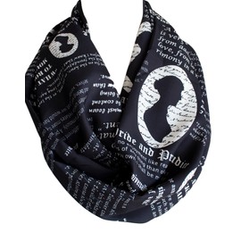 Etwoa Jane Austen Pride and Prejudice Book Quotes Black Infinity Scarf Circle Scarf