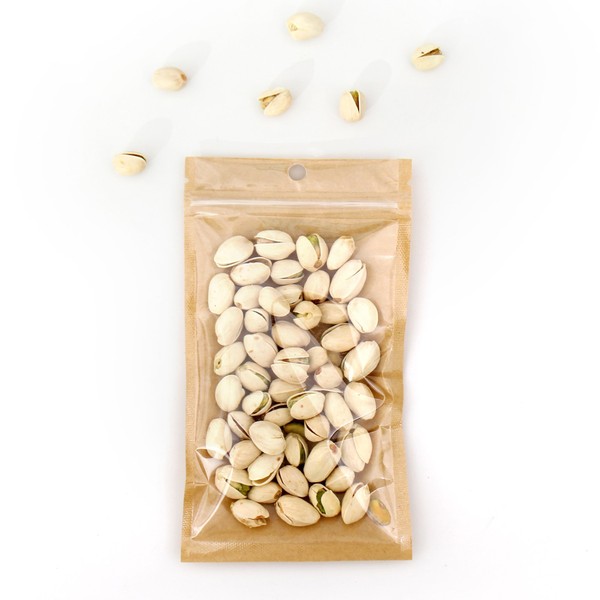 100 Bags/Pack Clear Front Kraft Paper Back with Round Hang-hole