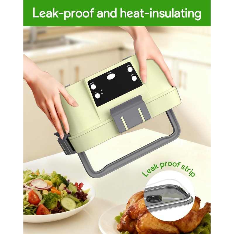 Cordless Electric Lunch Box, 6.7 Cups Smart Timer Auto Heated