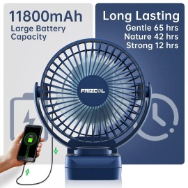 FRIZCOL Clip on Fan 65 Hours Portable Desk Fan Rechargeable with LED Lights & Hooks 1...