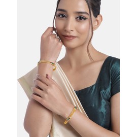 I Jewels Gold Plated Indain Wedding Bollywood Multicolor Stone Studded Bangles For Women (ADB318MG), 2.4, Stone