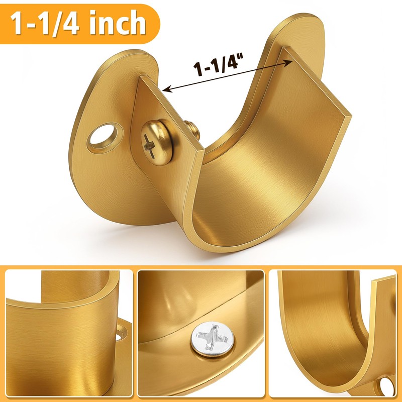 FIRJOY 2Pcs Heavy Duty Stainless Steel Closet Rod Bracket Holder