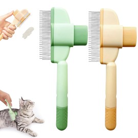 KIRZAX 2 Stück Selbstreinigender Haustier Flohkamm Fellpflegebürste,Mit Auslöseknopf,Ntfernt Knoten & Lose Haare,Fellpflegebürste für Katzen und Hunde,Für Lang- Und Kurzhaarpflege