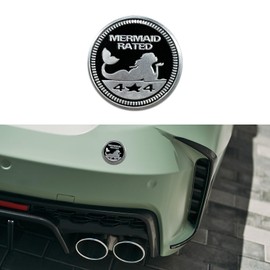 QZTYTY Pride Badge Rated Car Emblem, Car Badge Decals, 4 x 4 Metal Automotive Badge, Car Decoration Accessories 3D Round Metal Car Badges Emblems Universal for Vehicles Trucks SUVs RVs (MERMAID RATED)
