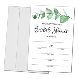 ZEDEV Bridal Shower Invitation Cards with Envelopes - Greenery Invites for Wedding, Engagement, Showers, Parties and Receptions - 25 Cards and 25 Envelopes(A02)