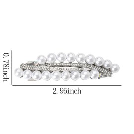 French Pearl Hair Barrettes for Women Silver Elegant Rhinestone Barrettes Clips for Hair Peal Beads Hair Clips Hairpin Hair Pins Decorative Wedding Bridal Pearl Hair Accessories for Fine Hair