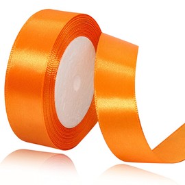 Solid Color Orange Satin Ribbon, 1 Inches x 25 Yards Fabric Satin Ribbon for Gift Wrapping, Crafts, Hair Bows Making, Wreath, Wedding Party Decoration and Other Sewing Projects