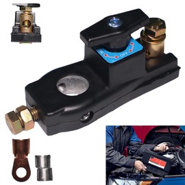 Car Battery Disconnect Isolator Cut Off Switch 12V 24V Universal Battery Terminal Anti-Leakage Switch Power Cutoff Battery Kill Switch for Car Truck RV Boat 300A Copper Terminal (han2501)