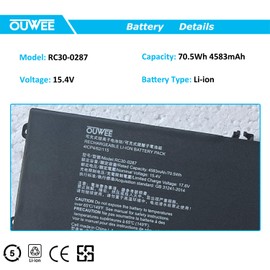 OUWEE RC30-0287 Laptop Battery Compatible with Razer Blade Pro 17 2019 2020 RZ09-0287 RZ09-02876 RZ09-02877 RZ09-02878 RZ09-02876E92-R3U1 RZ09-03295 RZ09-03297 Series 4ICP4/62/115 15.4V 70.5Wh 4583mAh