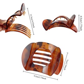 RAUIMOUR 8PCS Square Flat Hair Clip for Women Girls, 3.74" Medium Matte and Glossy Finish, Chic Curve Non-slip Strong Grip Hair Claw Barrettes for Thick Thin Curly Hair Styling Accessories