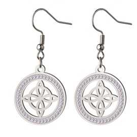 KKJOY Witches Knot Pendant Pierced Earrings Stainless Steel Magic Knot Pagan Wiccan Symbol Pendant 4-Pointed Celtic Knot Witchcraft Drop Dangle Earrings for Women
